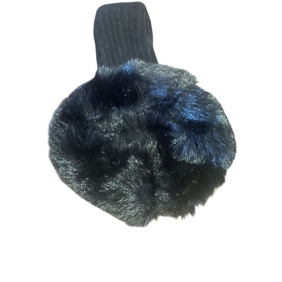 Black Faux Fur Boot Cuffs – Warm Plush Ankle Covers for Winter Boots - Picture 6 of 7